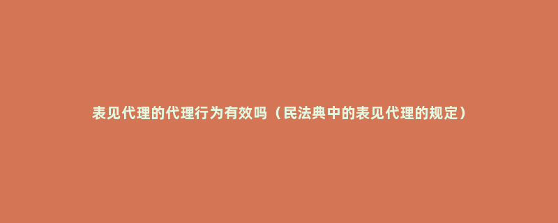 表见代理的代理行为有效吗（民法典中的表见代理的规定）