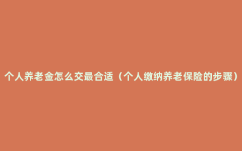 个人养老金怎么交最合适（个人缴纳养老保险的步骤）