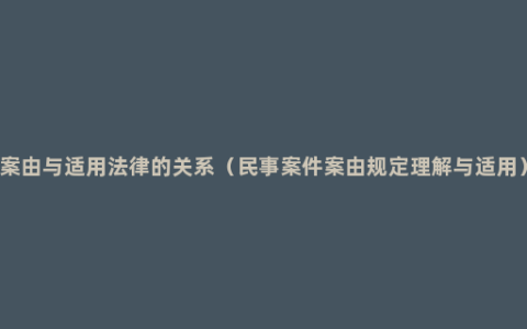 案由与适用法律的关系（民事案件案由规定理解与适用）