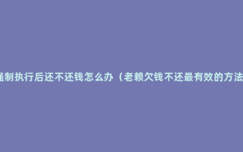 强制执行后还不还钱怎么办（老赖欠钱不还最有效的方法）