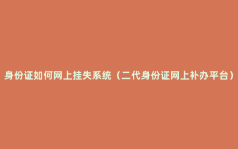 身份证如何网上挂失系统（二代身份证网上补办平台）