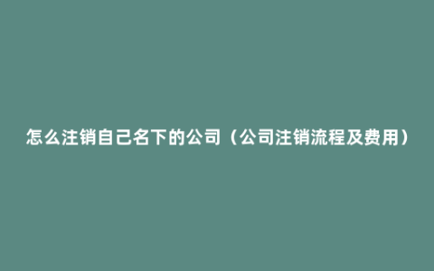 怎么注销自己名下的公司（公司注销流程及费用）