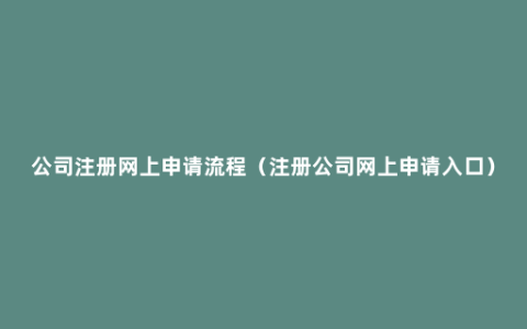 公司注册网上申请流程（注册公司网上申请入口）