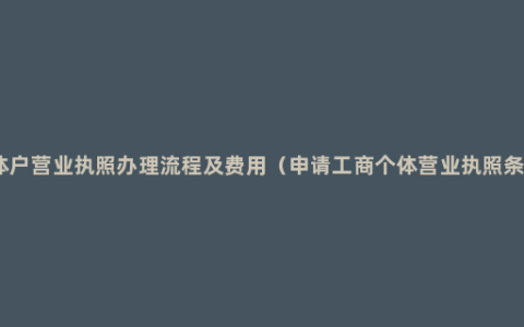 个体户营业执照办理流程及费用（申请工商个体营业执照条件）