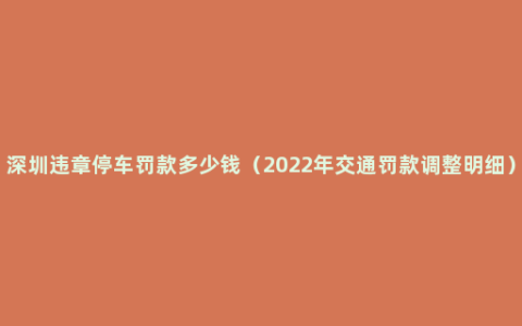 深圳违章停车罚款多少钱（2022年交通罚款调整明细）