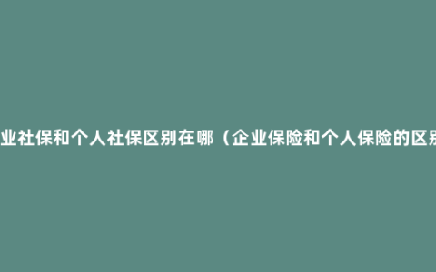 企业社保和个人社保区别在哪（企业保险和个人保险的区别）