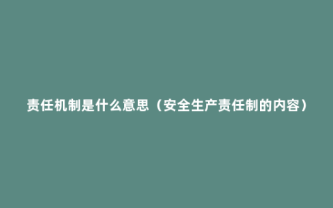 责任机制是什么意思（安全生产责任制的内容）