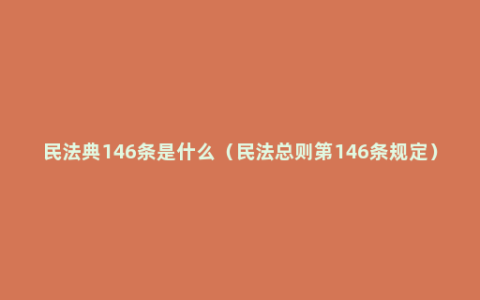 民法典146条是什么（民法总则第146条规定）