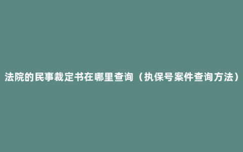 法院的民事裁定书在哪里查询（执保号案件查询方法）