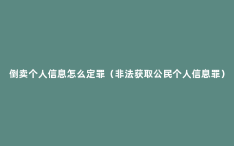 倒卖个人信息怎么定罪（非法获取公民个人信息罪）