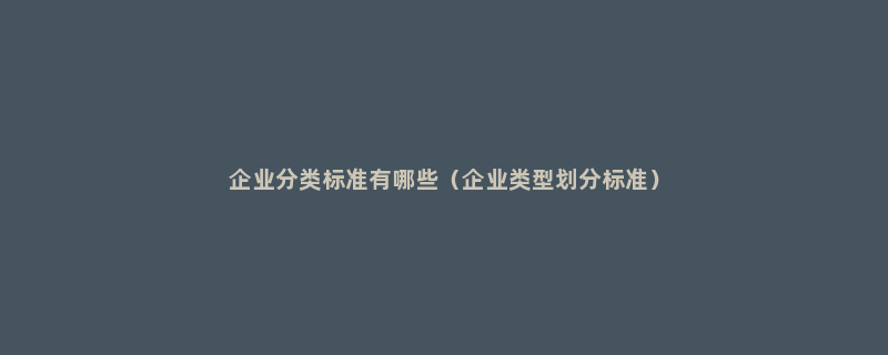 企业分类标准有哪些（企业类型划分标准）