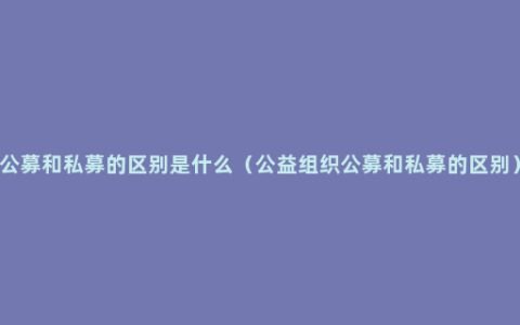 公募和私募的区别是什么（公益组织公募和私募的区别）