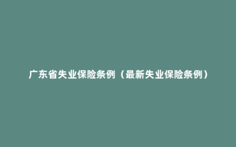 广东省失业保险条例（最新失业保险条例）