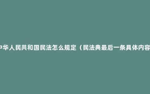 中华人民共和国民法怎么规定（民法典最后一条具体内容）