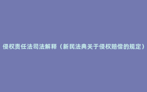 侵权责任法司法解释（新民法典关于侵权赔偿的规定）