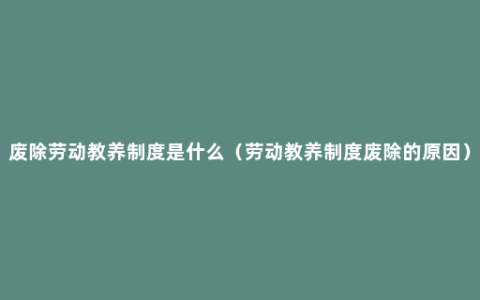 废除劳动教养制度是什么（劳动教养制度废除的原因）