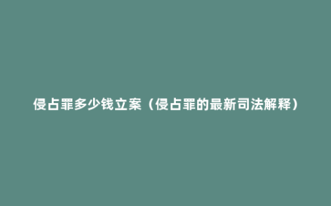 侵占罪多少钱立案（侵占罪的最新司法解释）