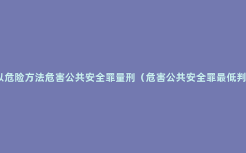 以危险方法危害公共安全罪量刑（危害公共安全罪最低判）