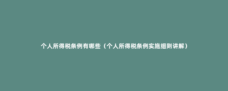 个人所得税条例有哪些（个人所得税条例实施细则讲解）