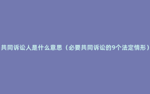 共同诉讼人是什么意思（必要共同诉讼的9个法定情形）