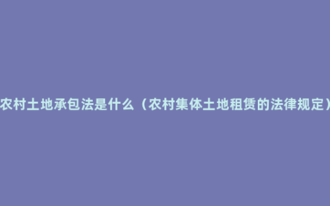 农村土地承包法是什么（农村集体土地租赁的法律规定）