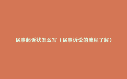 民事起诉状怎么写（民事诉讼的流程了解）