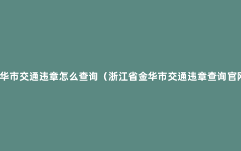 金华市交通违章怎么查询（浙江省金华市交通违章查询官网）