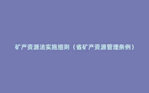 矿产资源法实施细则（省矿产资源管理条例）