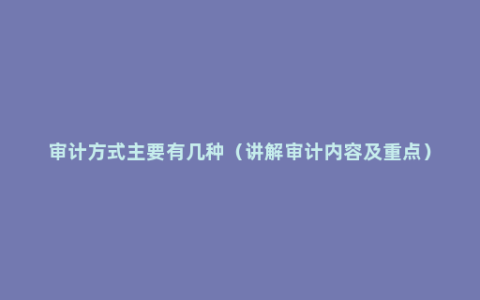 审计方式主要有几种（讲解审计内容及重点）