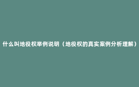 什么叫地役权举例说明（地役权的真实案例分析理解）