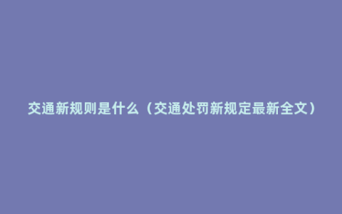 交通新规则是什么（交通处罚新规定最新全文）