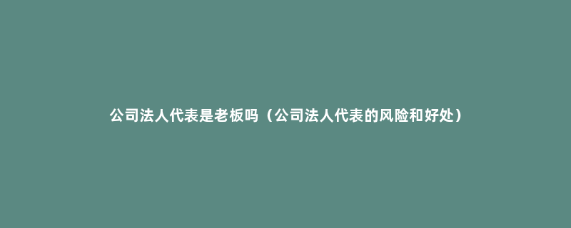 公司法人代表是老板吗（公司法人代表的风险和好处）