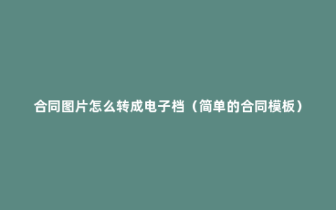 合同图片怎么转成电子档（简单的合同模板）