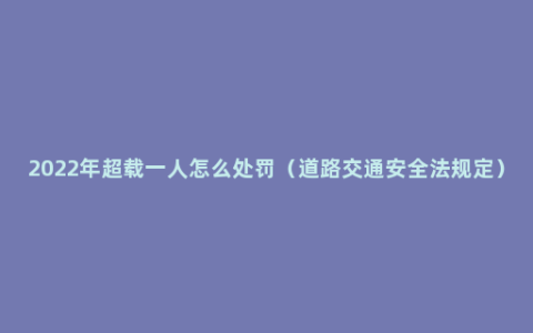 2022年超载一人怎么处罚（道路交通安全法规定）