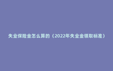 失业保险金怎么算的（2022年失业金领取标准）