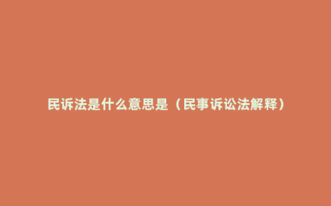 民诉法是什么意思是（民事诉讼法解释）