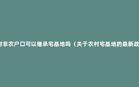 农村非农户口可以继承宅基地吗（关于农村宅基地的最新政策）