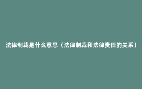 法律制裁是什么意思（法律制裁和法律责任的关系）