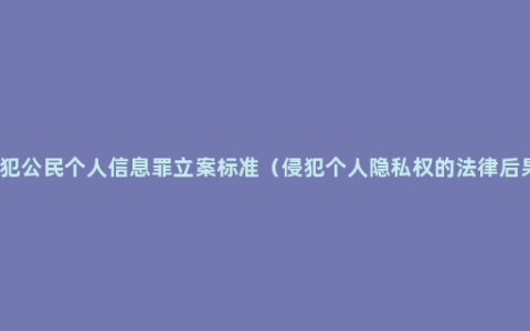 侵犯公民个人信息罪立案标准（侵犯个人隐私权的法律后果）