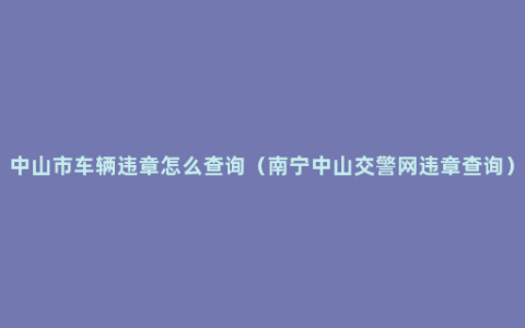 中山市车辆违章怎么查询（南宁中山交警网违章查询）