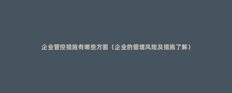 企业管控措施有哪些方面（企业的管理风险及措施了解）