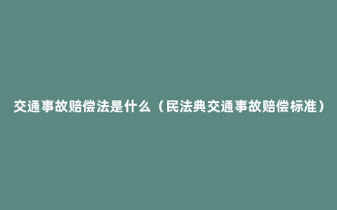 交通事故赔偿法是什么（民法典交通事故赔偿标准）