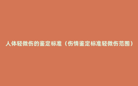 人体轻微伤的鉴定标准（伤情鉴定标准轻微伤范围）