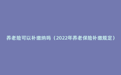 养老险可以补缴纳吗（2022年养老保险补缴规定）