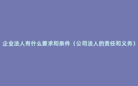 企业法人有什么要求和条件（公司法人的责任和义务）