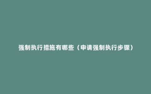 强制执行措施有哪些（申请强制执行步骤）