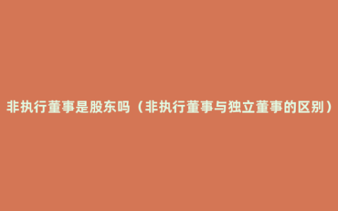 非执行董事是股东吗（非执行董事与独立董事的区别）