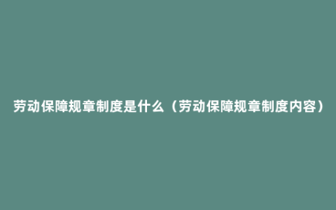 劳动保障规章制度是什么（劳动保障规章制度内容）