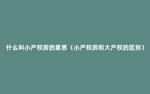 什么叫小产权房的意思（小产权房和大产权的区别）