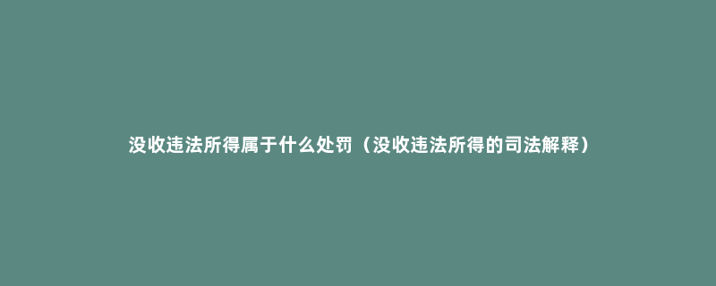 没收违法所得属于什么处罚（没收违法所得的司法解释）